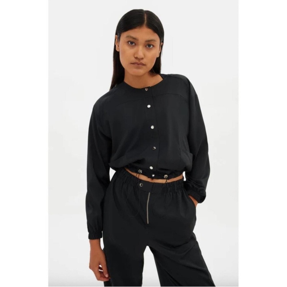 NWT Girlfriend Collective Marble Raquel Snap Front Jacket Black Utility Jacket L
